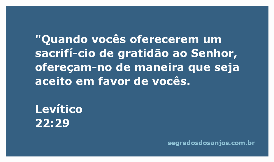 Sacrifício de gratidão ao Senhor descrito em Levítico 22:29