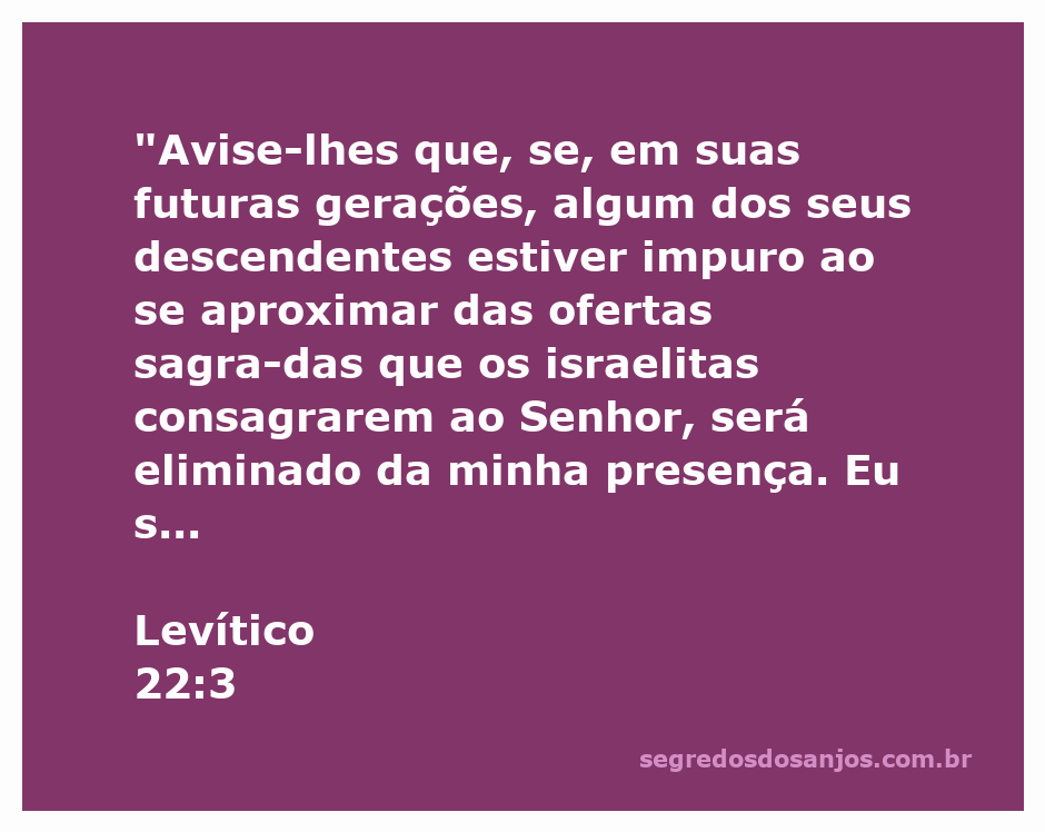 Imagem representativa da advertência de Deus sobre a pureza ao oferecer sacrifícios, conforme Levítico 22:3.