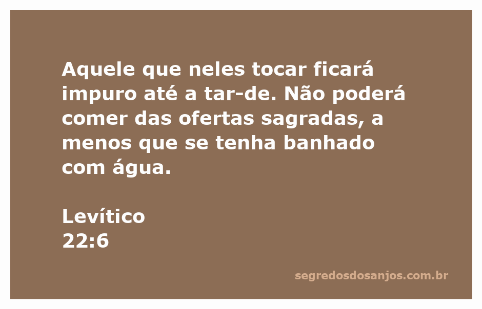 Ilustração do versículo Levítico 22:6, mostrando a pureza e as regras de impureza nas ofertas sagradas.