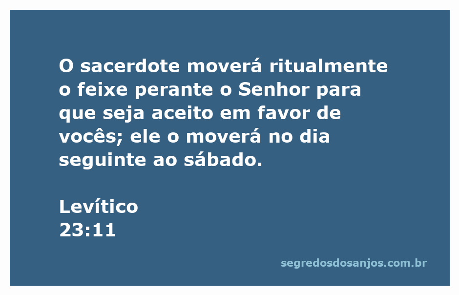 Sacerdote movendo o feixe de grãos em uma cerimônia religiosa conforme Levítico 23:11.