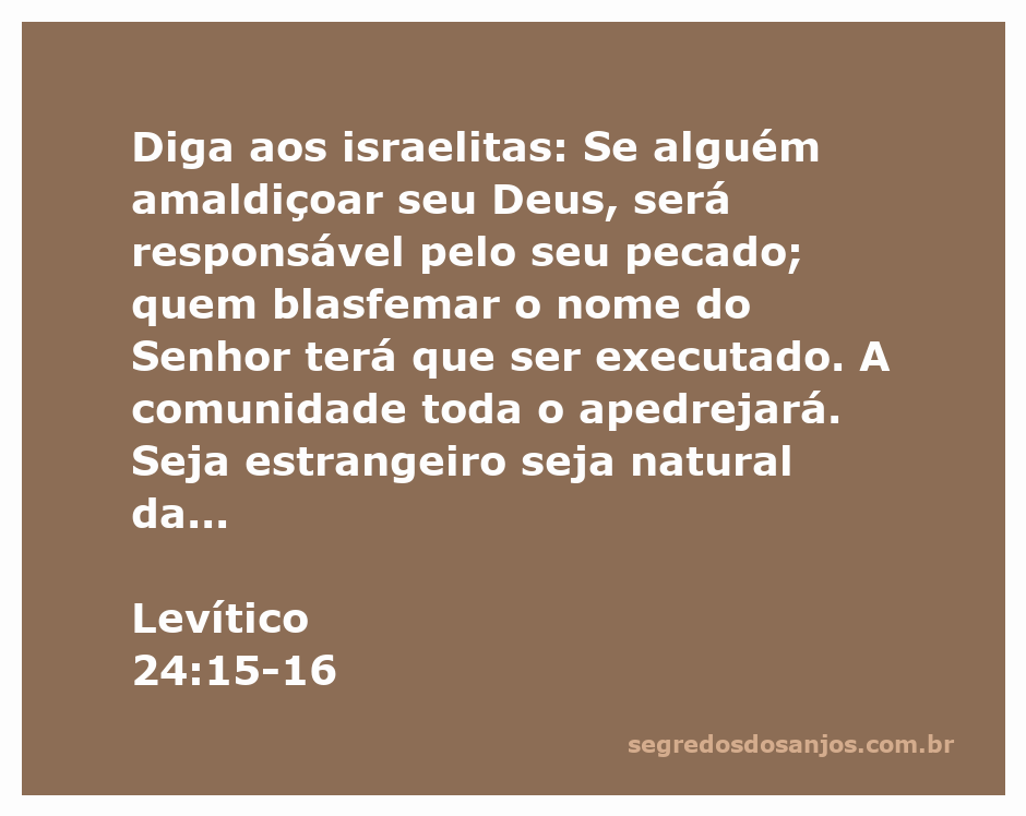 Ilustração da passagem de Levítico 24:15-16, enfatizando a seriedade da blasfêmia contra Deus.