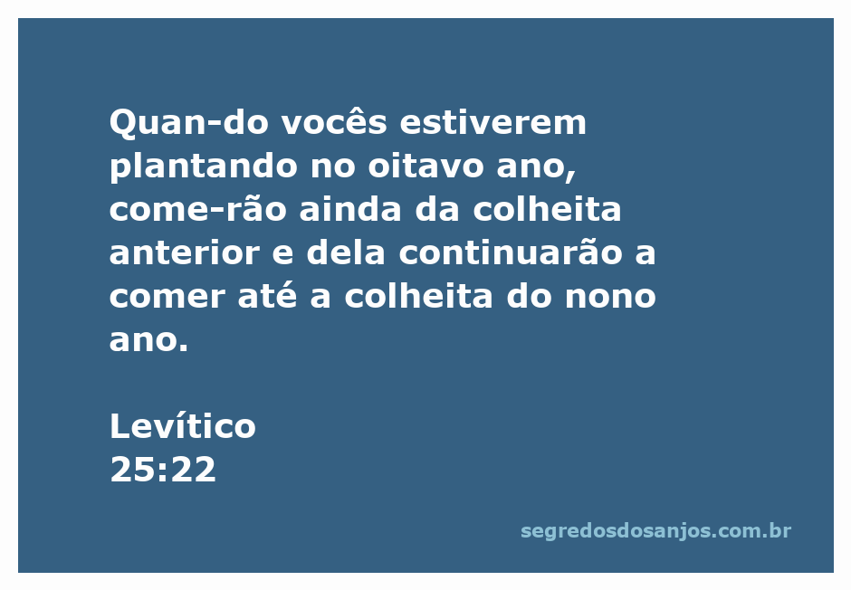 Ilustração de uma colheita agrícola no oitavo ano, representando a continuidade do alimento em Levítico 25:22.