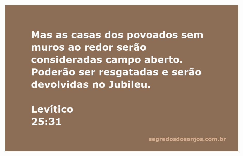 Ilustração das casas em povoados sem muros, simbolizando a passagem de Levítico 25:31 sobre resgate e Jubileu.
