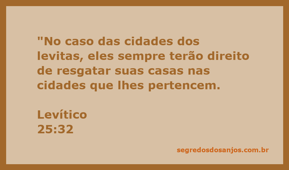 Imagem representando a passagem bíblica Levítico 25:32 sobre o direito dos levitas de resgatar suas casas.