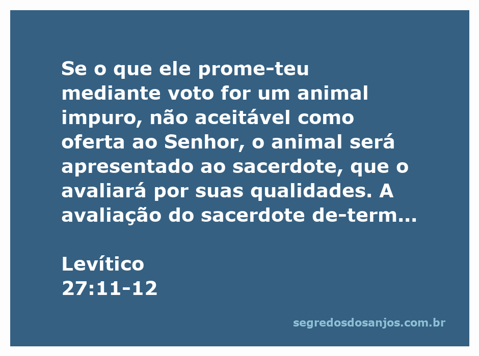 Imagem de um sacerdote avaliando um animal impuro conforme a passagem de Levítico 27:11-12.