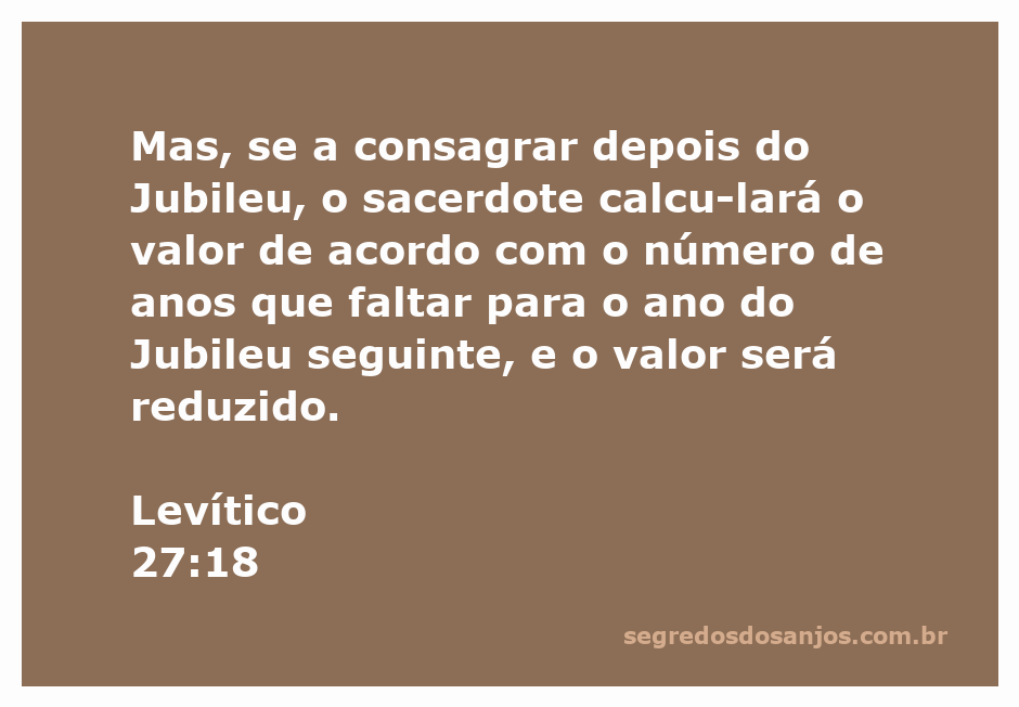 Ilustração do versículo Levítico 27:18 sobre a consagração de valores após o Jubileu.