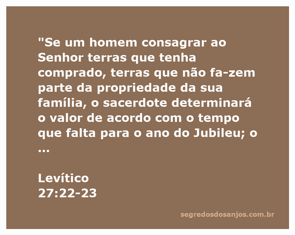 Imagem representativa da consagração de terras ao Senhor conforme Levítico 27:22-23.