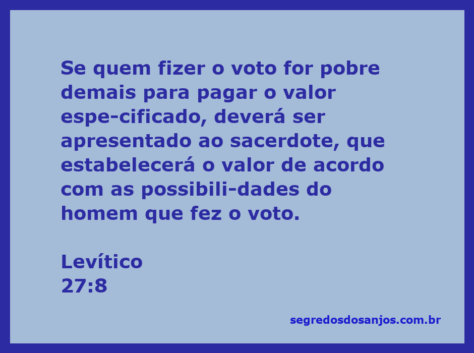Ilustração do versículo Levítico 27:8, abordando a importância do voto e a consideração das possibilidades financeiras do indivíduo.