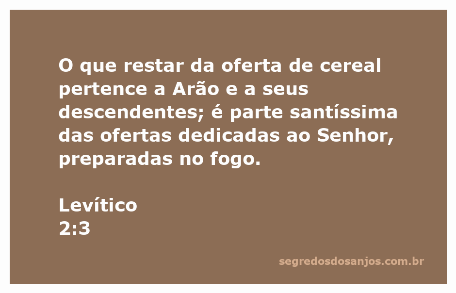Oferta de cereal sendo preparada como parte das ofertas ao Senhor, conforme Levítico 2:3