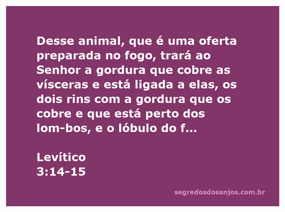 Representação da oferta de gordura e órgãos conforme Levítico 3:14-15
