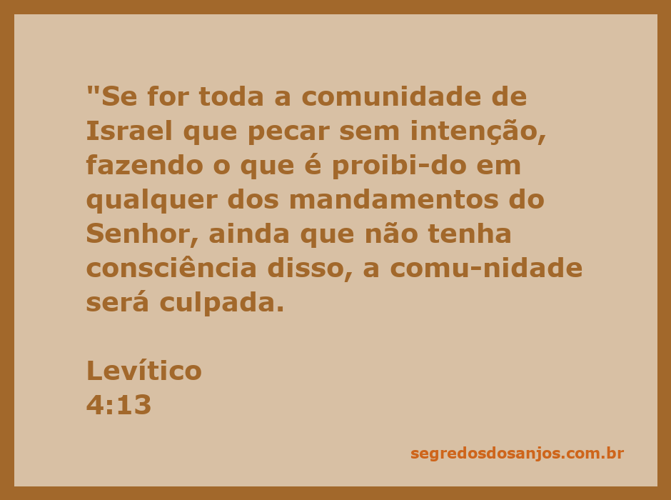 Representação da comunidade de Israel refletindo sobre o pecado involuntário mencionado em Levítico 4:13.