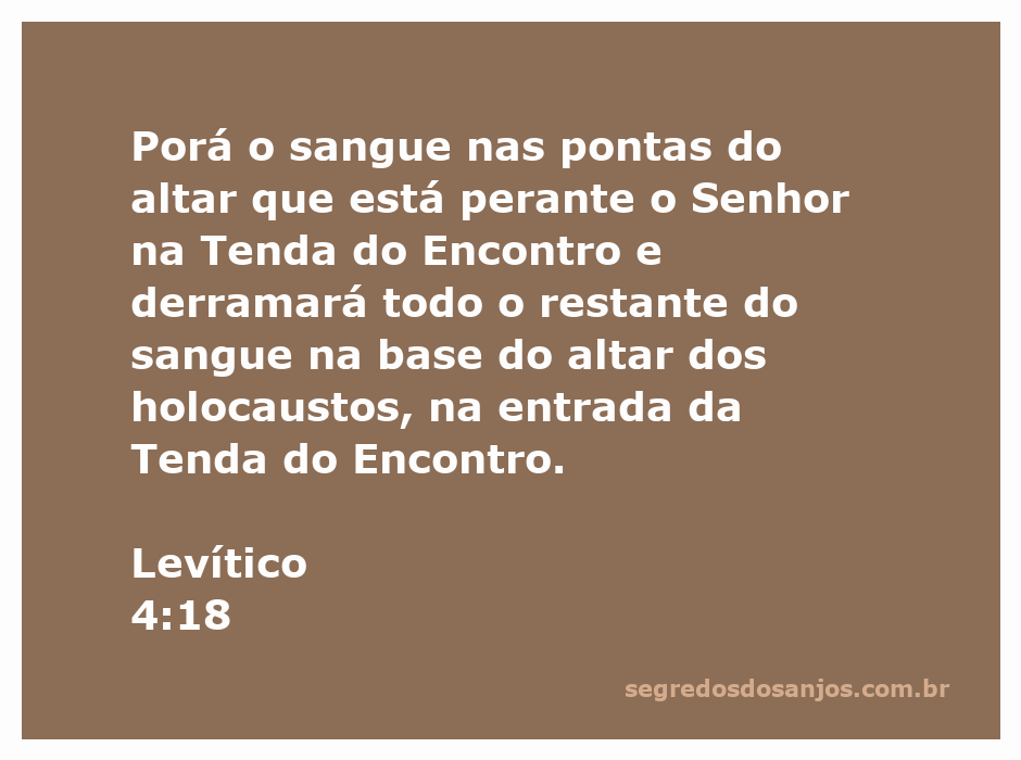 Imagem do altar na Tenda do Encontro com sangue sendo colocado nas pontas.