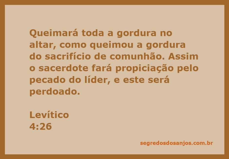 Ilustração do sacrifício no altar, representando Levítico 4:26, onde a gordura é queimada como parte do ritual de expiação.
