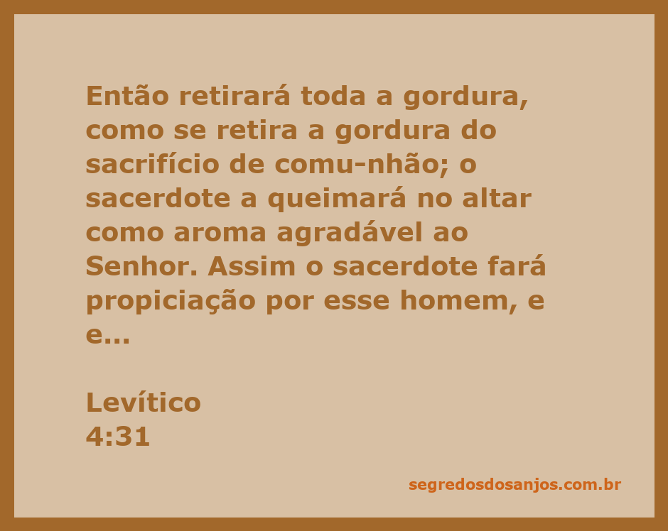 Imagem representativa do sacrifício no altar, destacando a remoção da gordura conforme descrito em Levítico 4:31.