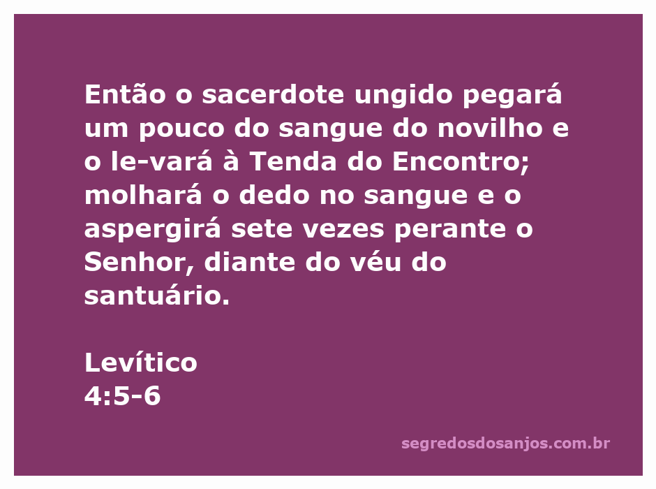 Sacerdote ungido aspergindo sangue do novilho na Tenda do Encontro, representando a purificação e o sacrifício conforme Levítico 4:5-6.