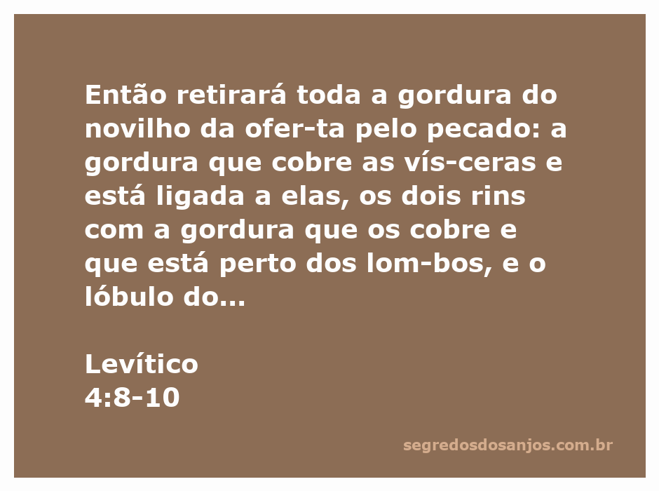 Representação da oferta pelo pecado em Levítico 4:8-10, mostrando a gordura do novilho sendo retirada.