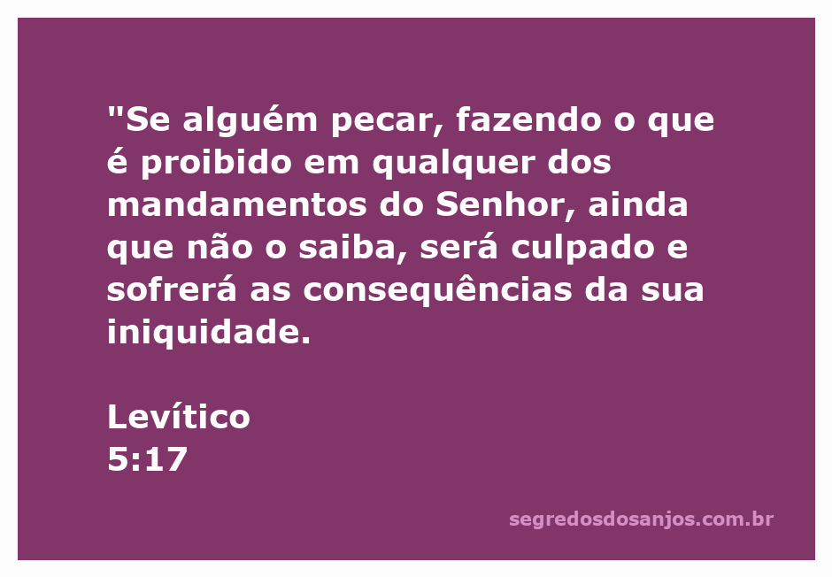 Ilustração do versículo Levítico 5:17 que aborda a culpa pelo pecado, mesmo quando feito sem conhecimento.