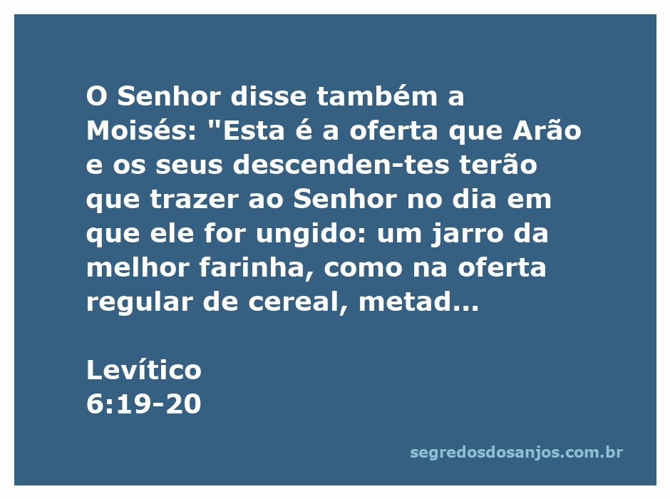 Imagem representativa da oferta de farinha conforme Levítico 6:19-20, com um jarro de farinha e elementos simbólicos da unção de Arão.