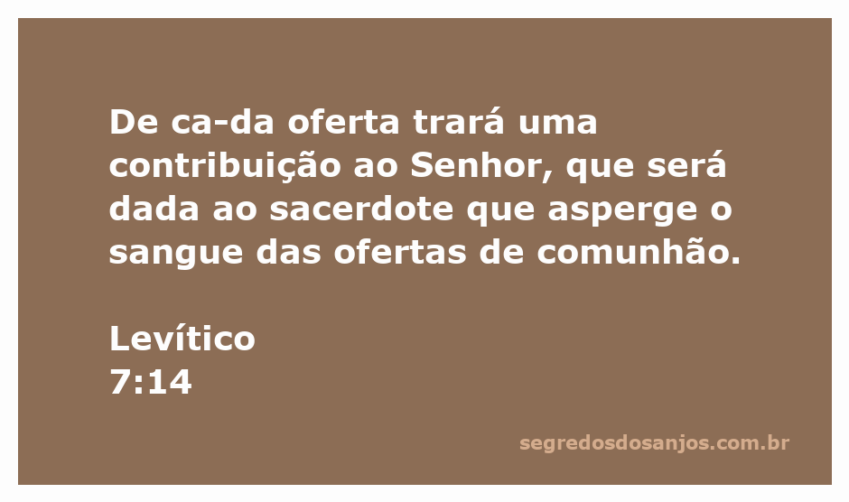 Ilustração da oferta de comunhão conforme Levítico 7:14, destacando a contribuição ao Senhor e o sacerdote.