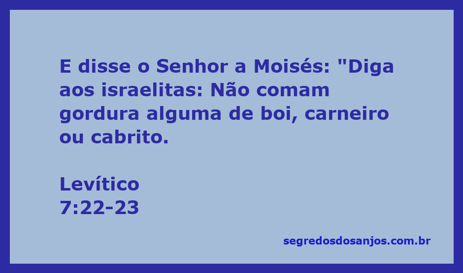 Ilustração de Moisés recebendo instruções sobre alimentos proibidos, com foco na gordura de boi, carneiro e cabrito.
