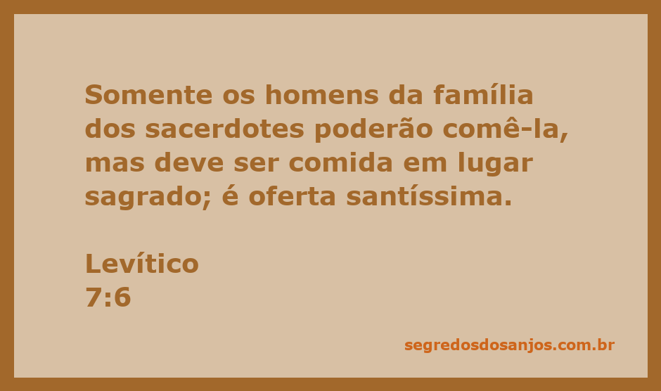 Sacerdotes comendo a oferta santíssima em um lugar sagrado, conforme Levítico 7:6.