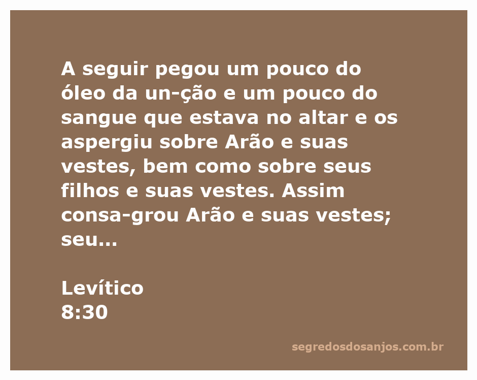Arão sendo ungido com óleo e sangue, simbolizando sua consagração como sacerdote.