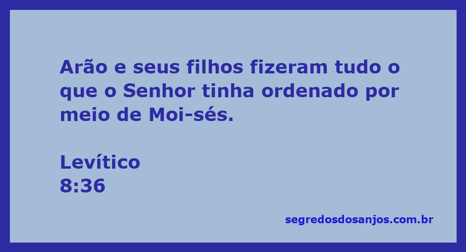Arão e seus filhos seguindo as instruções de Deus através de Moisés