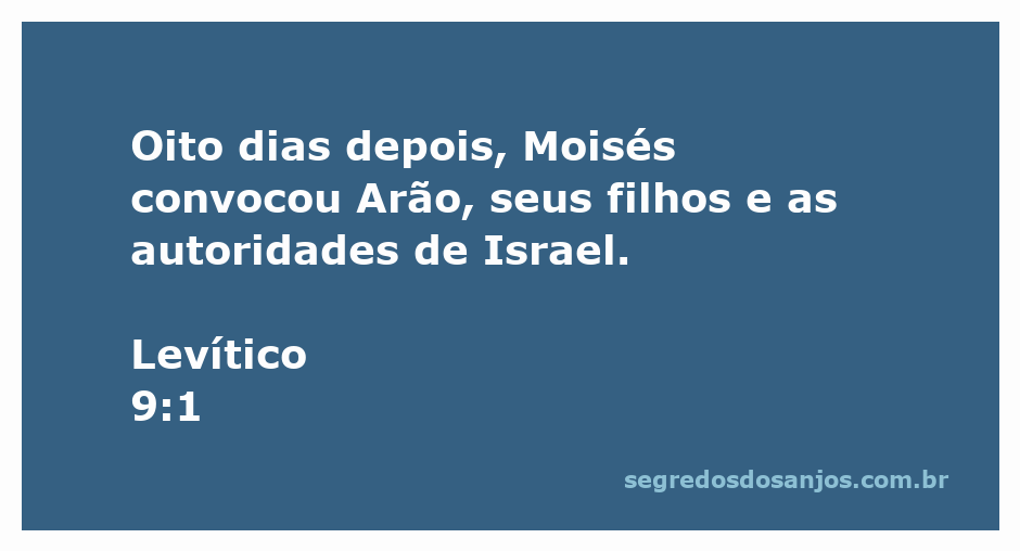 Moisés convocando Arão e autoridades de Israel, ilustrando a passagem de Levítico 9:1.