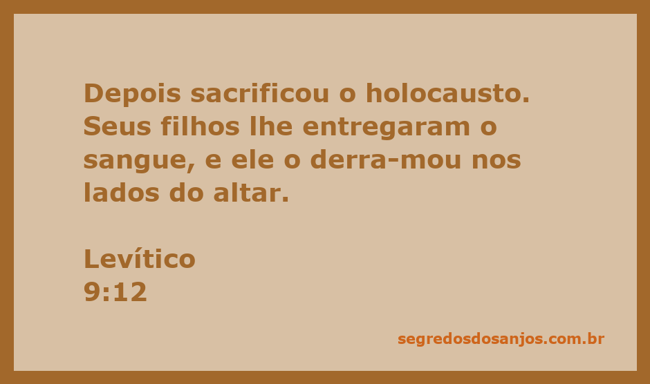 Sacrifício do holocausto no altar, conforme descrito em Levítico 9:12.