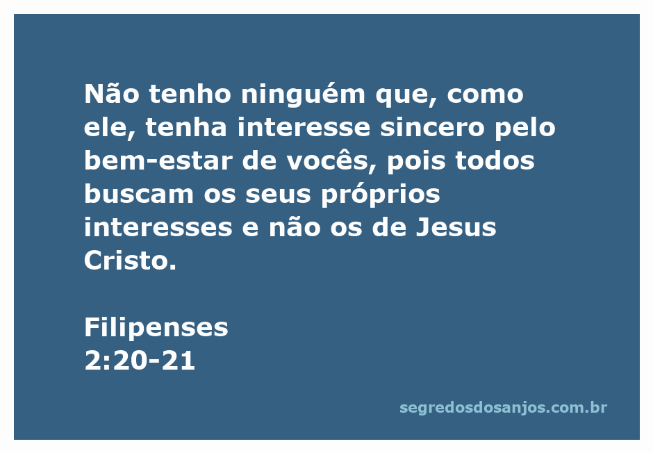 Imagem representativa de Filipenses 2:20-21, destacando a importância de cuidar do bem-estar dos outros com interesse sincero.