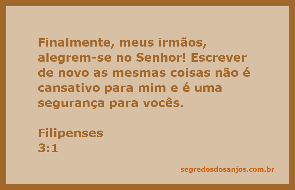 Imagem inspiradora com a passagem de Filipenses 3:1, destacando a alegria no Senhor.