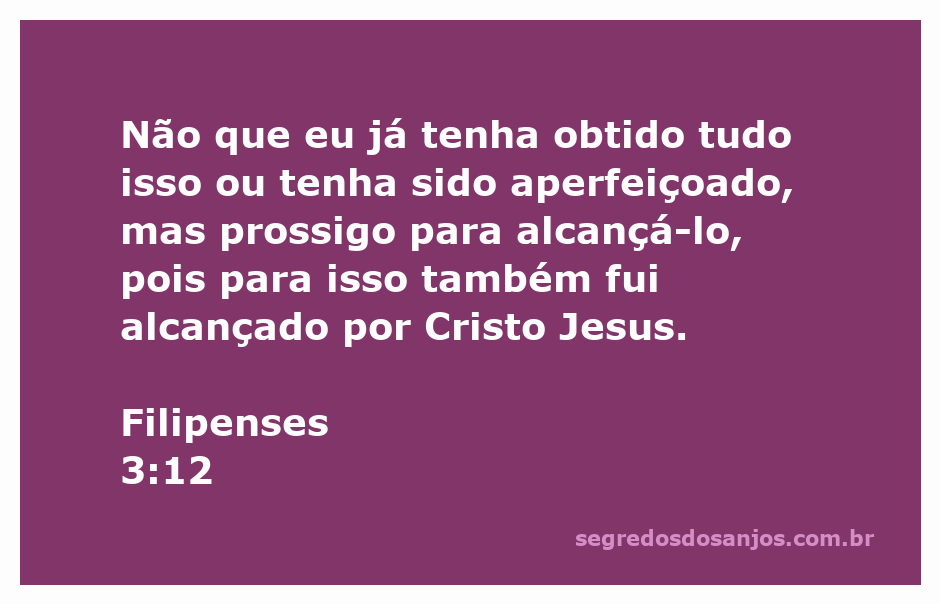 Versículo Filipenses 3:12 sobre perseverança e fé em Cristo.