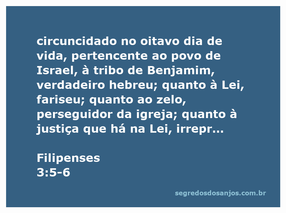 A imagem representa o versículo Filipenses 3:5-6, destacando a identidade hebraica e a dedicação à Lei de Paulo.