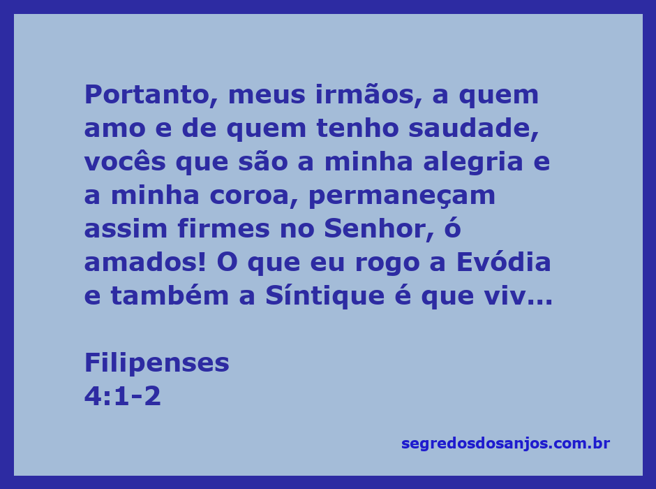 Imagem que ilustra Filipenses 4:1-2, com foco na harmonia entre os irmãos em Cristo.