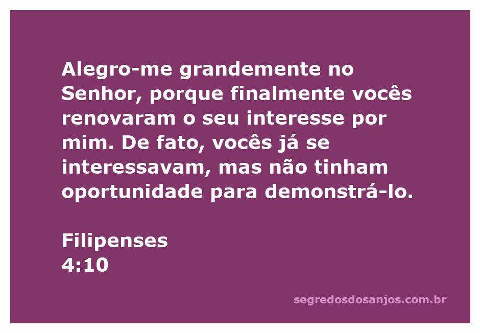 Imagem representativa de Filipenses 4:10, destacando a alegria e a renovação do interesse entre os fiéis.