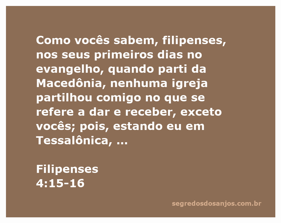 A ilustração de Paulo recebendo apoio financeiro da igreja de Filipos durante sua missão.