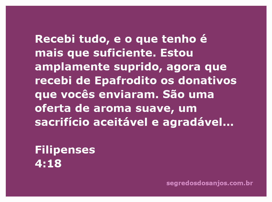 Imagem representativa da generosidade e gratidão, destacando Filipenses 4:18