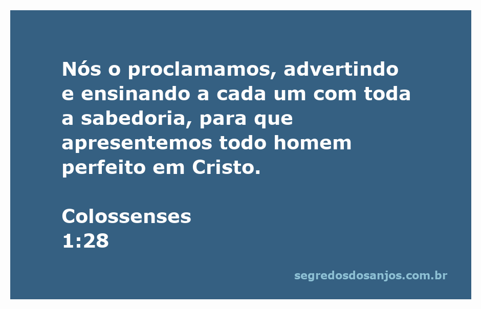 Imagem ilustrativa de um grupo de pessoas ouvindo um ensinamento sobre a perfeição em Cristo com a citação de Colossenses 1:28.