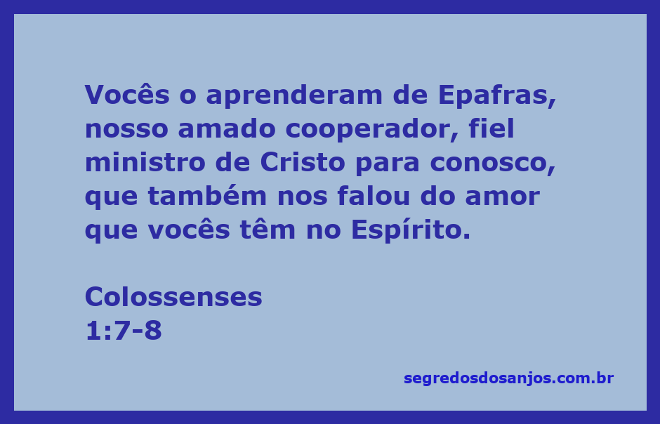 Imagem representativa da passagem de Colossenses 1:7-8, destacando o amor espiritual e a cooperação em Cristo.