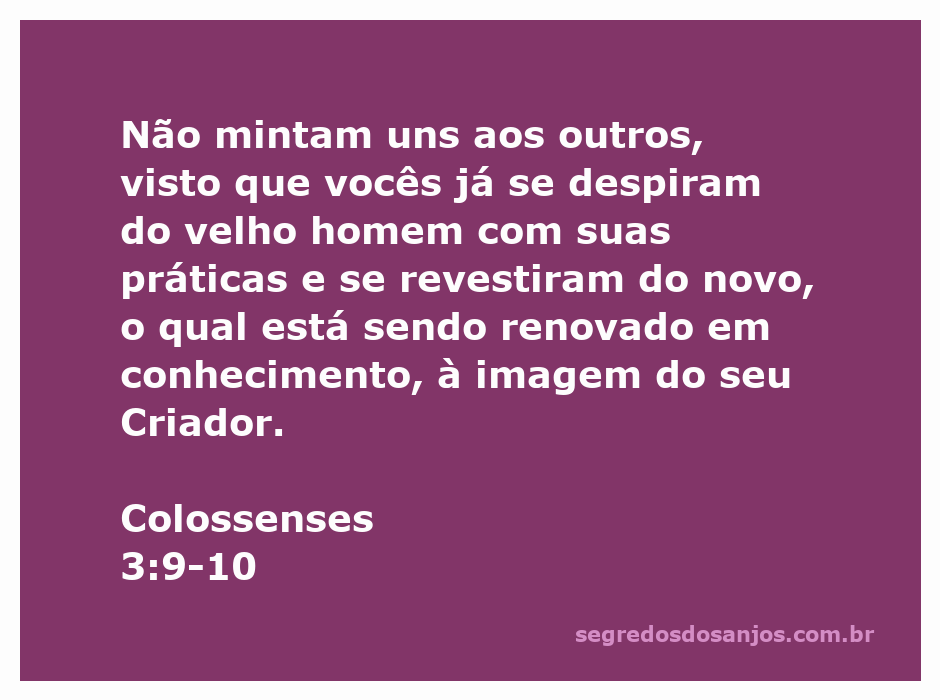 Imagem ilustrativa de Colossenses 3:9-10, destacando a transformação do velho homem para o novo em Cristo.