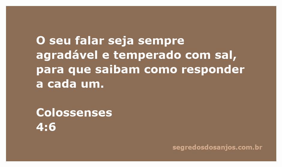Versículo de Colossenses 4:6, destacando a importância de um falar agradável e sábio.