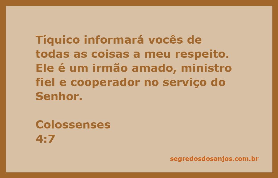 Imagem de Tíquico, um irmão amado e ministro fiel mencionado em Colossenses 4:7