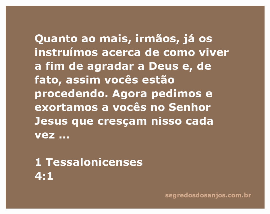 Versículo de 1 Tessalonicenses 4:1 sobre viver para agradar a Deus.