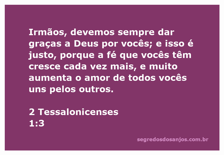 Imagem representativa do versículo 2 Tessalonicenses 1:3, destacando a importância da gratidão e do amor entre irmãos na fé.