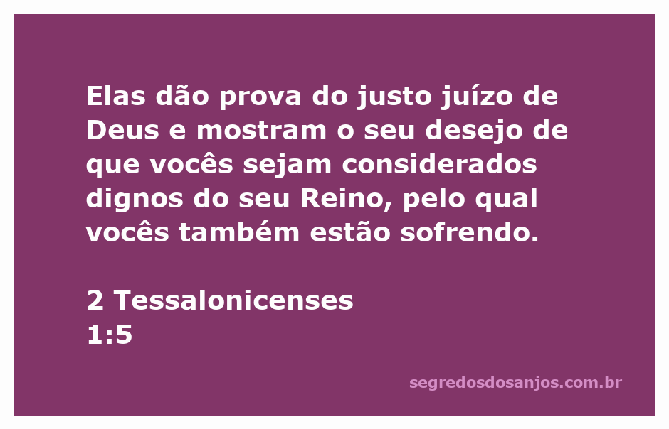 Versículo de 2 Tessalonicenses 1:5 destacando a justiça de Deus e a dignidade do Reino.
