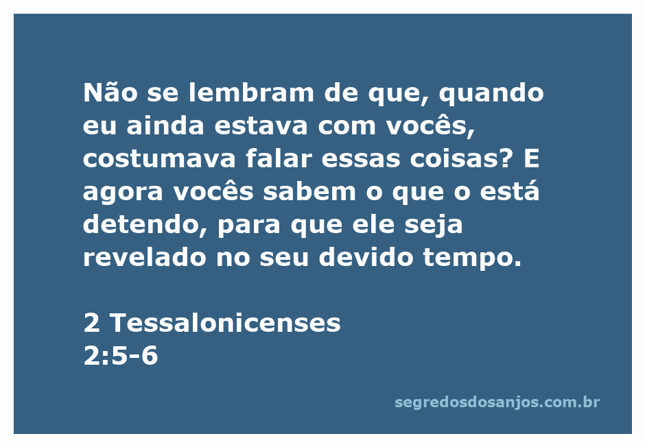 Imagem representativa de 2 Tessalonicenses 2:5-6, com a citação do versículo em destaque.