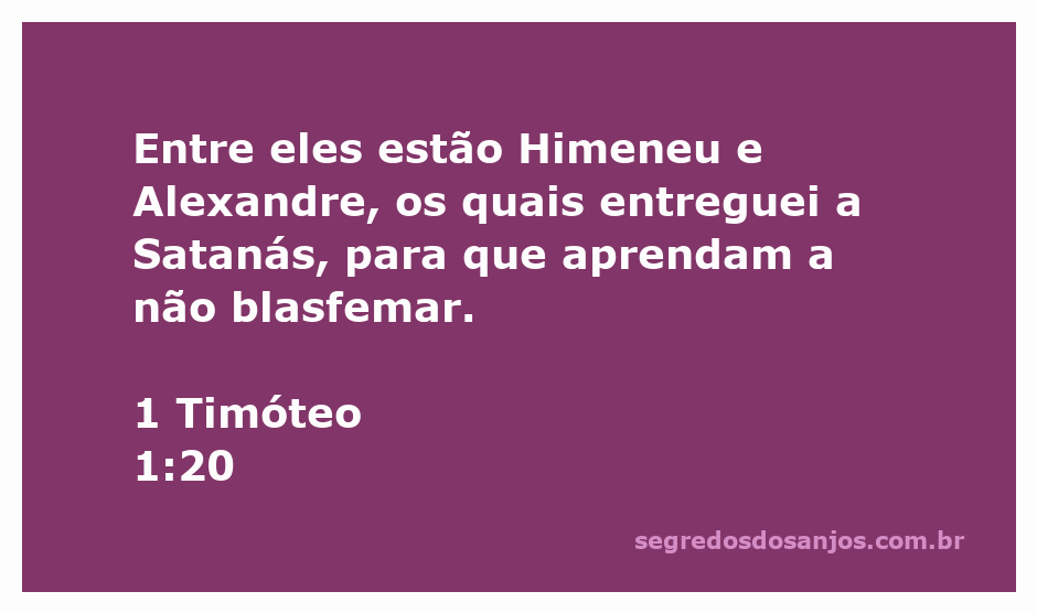 Imagem representativa do versículo 1 Timóteo 1:20, destacando Himeneu e Alexandre como exemplos de advertência espiritual.