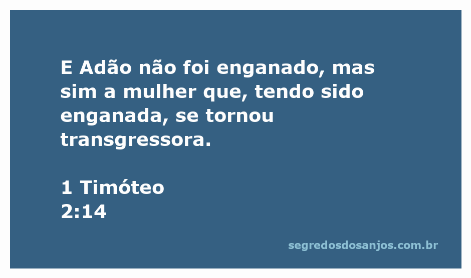 Ilustração da passagem bíblica 1 Timóteo 2:14, destacando a transgressão de Eva.