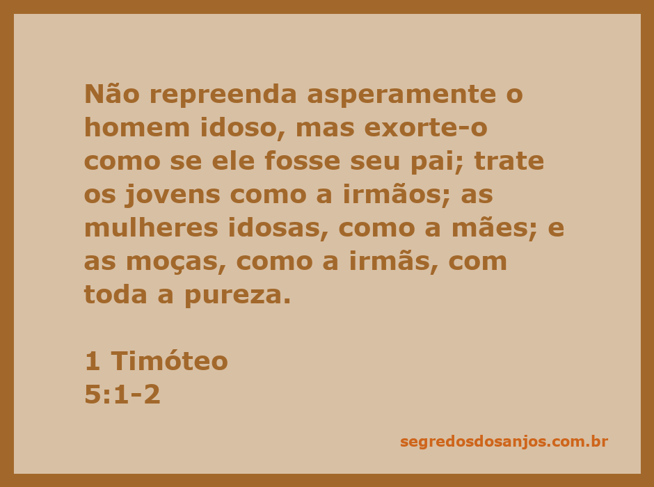 Um jovem conversando respeitosamente com um homem idoso, simbolizando o ensinamento de 1 Timóteo 5:1-2 sobre o respeito entre gerações.