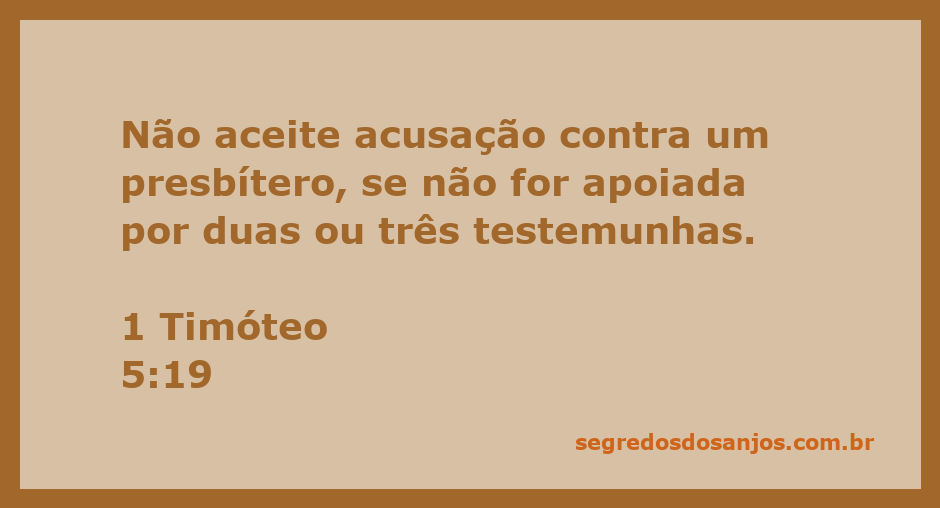 Versículo de 1 Timóteo 5:19 sobre testemunhas em acusações contra presbíteros.